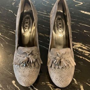 Tods grey suede heels
